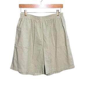 Vintage Quacker Factory Sage Green Gingham Check Shorts Large